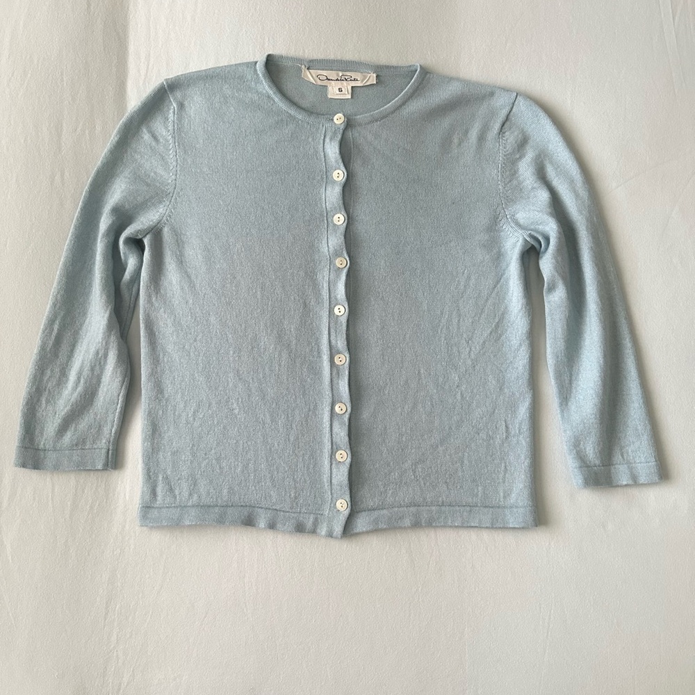 Oscar De La Renta Light Blue Cardigan